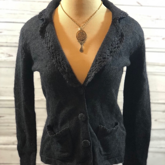 H&M gray ruffle cardigan sweater - Picture 1 of 4